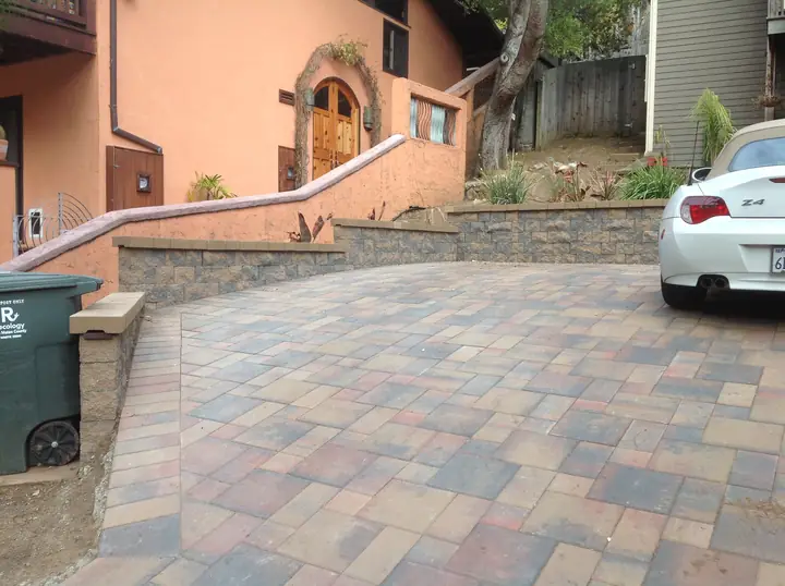 Driveway Paving Paver Driveway And Stone Faced Wall