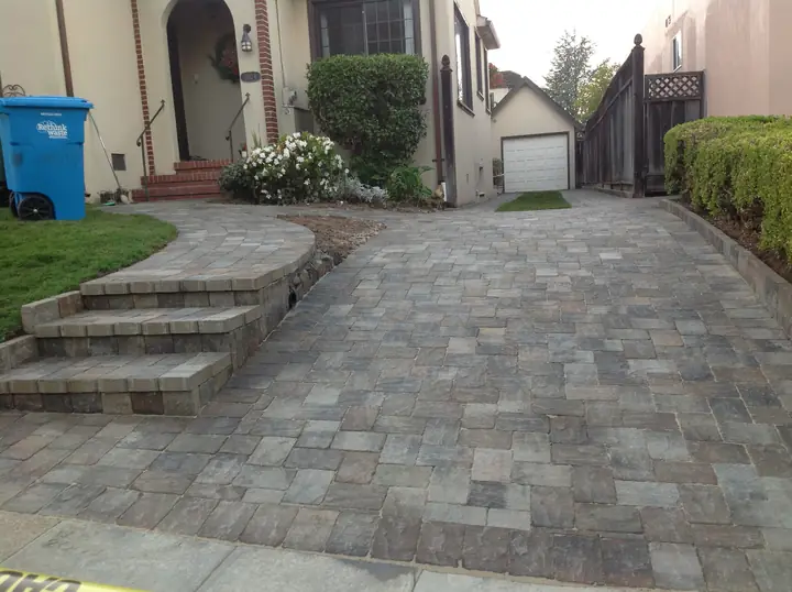 Driveway Paving Paver Driveway With A Grass Strip Burlingame Ca