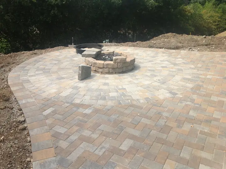 Fire Pit Masonry Paver Patio With A Block Fire Pit