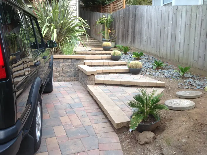 Outdoor Steps Masonry Paver Steps Through The Side Garden