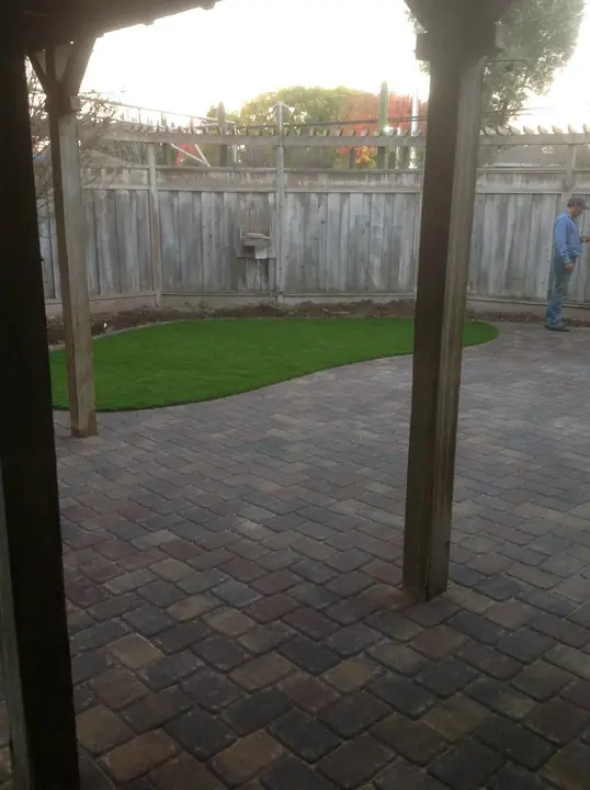 Patio Paving Paver Patio Beside The Lawn