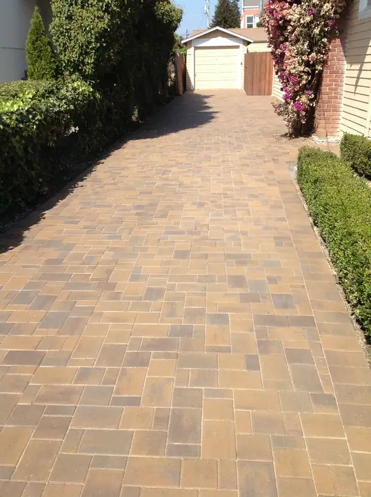 Patio Paving Paver Terrace Along The Garden Wall