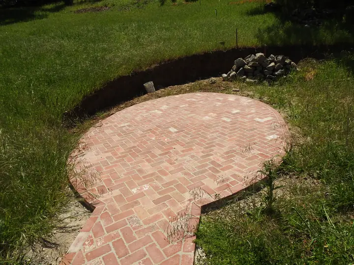 Patio Paving Round Brick Patio In The Garden
