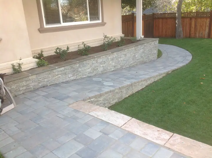 Walkway Paving Accessible Paver Ramp And Stone Wall