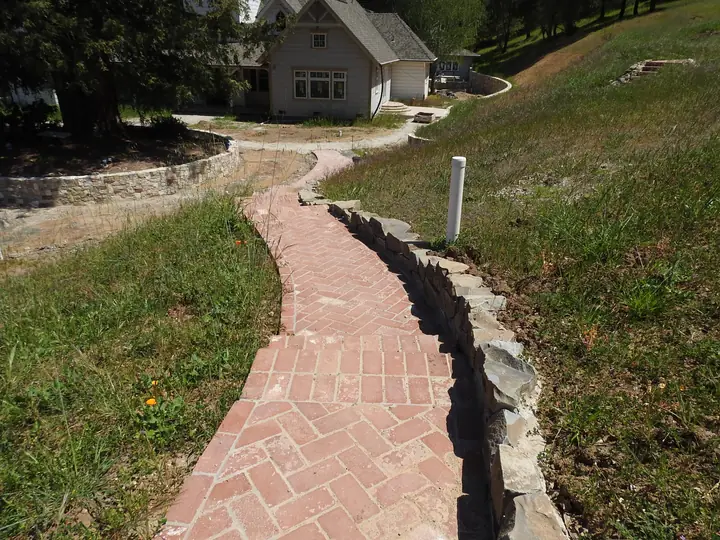 Walkway Paving Brick Walkway Winding Across The Slope