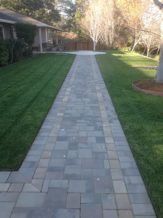 Walkway Paving Paver Walkway Between Two Lawns